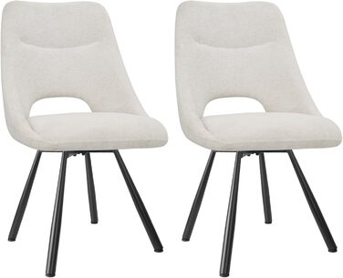 Набір обідніх стільців, 180° поворотний кухонний стілець, стільці для туалетного столика з імітацією бавовни-кашеміру, сучасний м'який стілець для вітальні з металевими ніжками (2 не поворотні, Бежевий)