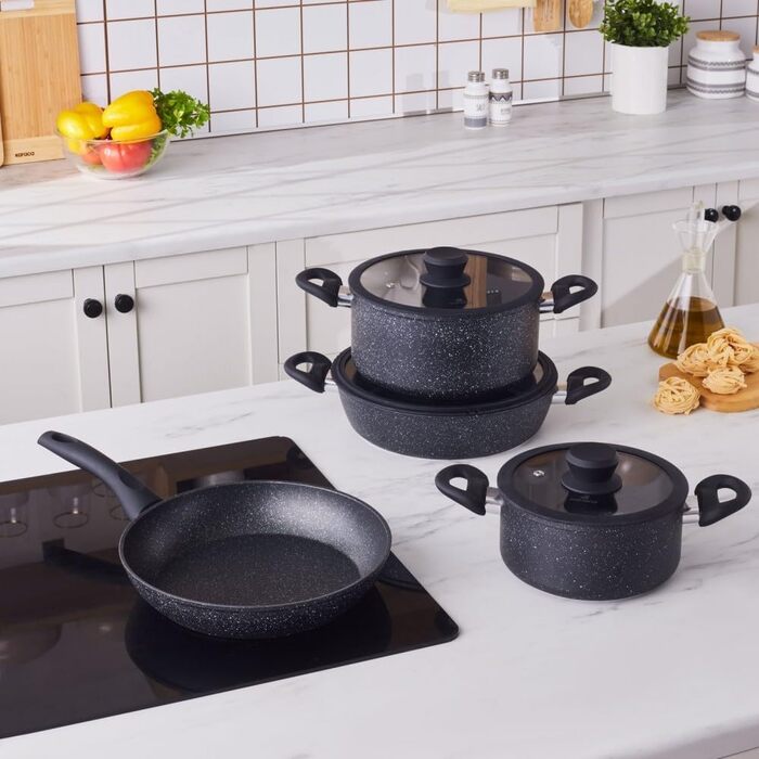 Набір посуду Karaca Nebula 7 предметів з кераміки з антипригарним покриттям SwissCrystal (без PFAS)