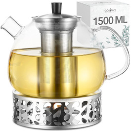Скляний чайник з трубочками набір в подарунковій коробці-1,5 літра-довго зберігає тепло - можна мити в посудомийній машині