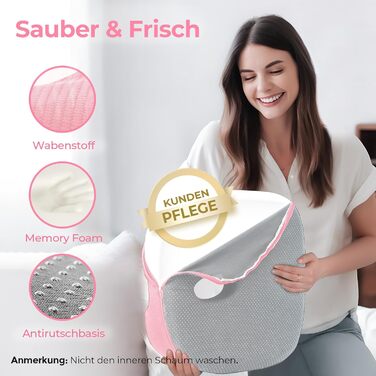 Ортопедична подушка для сидіння AUVON: комфорт при геморої, для офісу, авто, інвалідного візка. Зняття болю при ішіасі та вагітності (рожева)