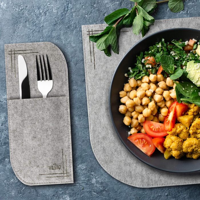 Набір підставок під посуд VILSTO, 18 шт., фетр, миючі, для столу, кухні, зелений (світло-сірий)