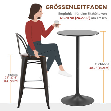 HOMCOM Барний стіл / Стіл для двох, 60 x 60 x 102 см, Чорний