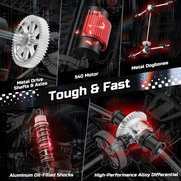 Радіокерований позашляховик DEERC 1:10 4WD 48+ км/год, Monstertruck для дорослих та дітей, рожевий, з 2 акумуляторами