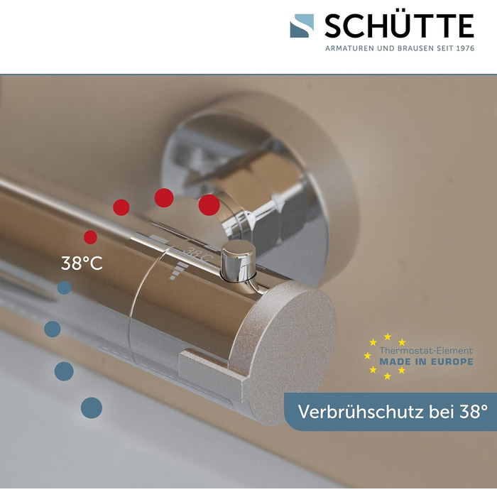 Змішувач для ванни Schütte London з термостатом, захист від ошпарювання 38°C, хром