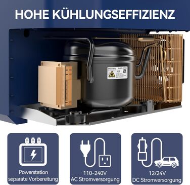 BINGI Kompressor Холодильник для Автомобіля 12/24V/230V, 38л, -18°C до +15°C, Зелений, для Авто, Кемпінгу, Дома