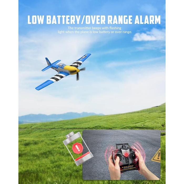 Літак на радіокеруванні VolantexRC 761-5 P51 Mustang RTF для початківців з Xpilot, 4 канали, готовий до польоту