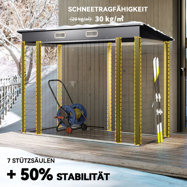 Сарай для інструментів Outsunny, металевий сарай, з двома дверцятами, 249B x 121T x 166/183H см, сірий