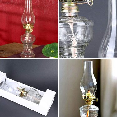Скляна гасова лампа OSALADI старовинна скляна гасова лампа, масляна лампа з прозорою основою, побутова аварійна лампа для весілля, спальна лампа