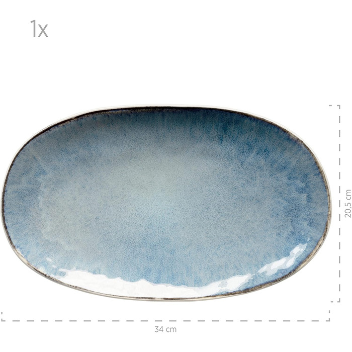 Набір посуду для заморожування, керамічний, на 4 персони, 16 предметів, синій в цяточку & Набір для заморожування, 3 сервірувальні тарілки, синя глазур (макс. 60 символів)