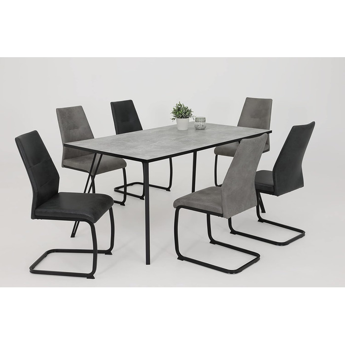 Стіл кухонний Hela Oksana, 160x90 см, з металевим каркасом, шпон, бетонний дизайн