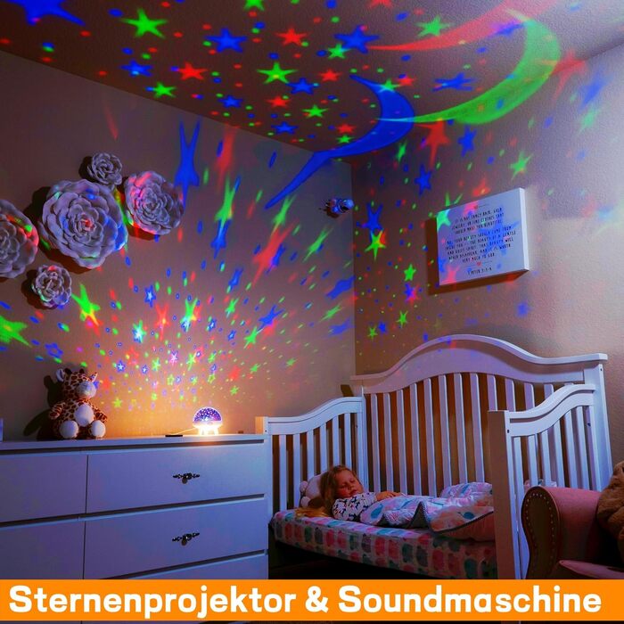 Дитячий нічник-проектор «Зоряне небо» з пультом керування, таймером та 29 мелодіями, білий