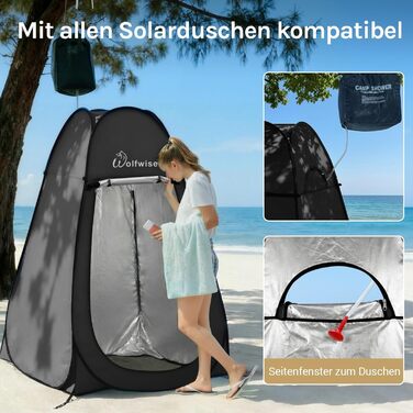 Складана душова кабіна-намет WolfWise для кемпінгу та переодягання, водонепроникний приватний намет-туалет з UV-захистом, 120x190 см, зелений/синій