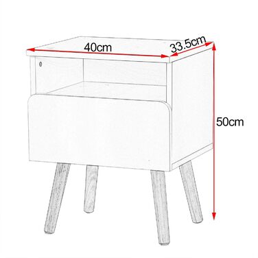 Тумбочка WOLTU TSR58ws, з шухлядою та відділенням, дерево, 40x33.5x50см, сірий