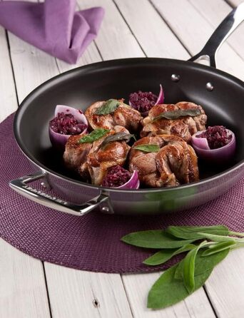 Сковорода LE CREUSET з нержавіючої сталі 3-шарова, 32 см, з антипригарним покриттям