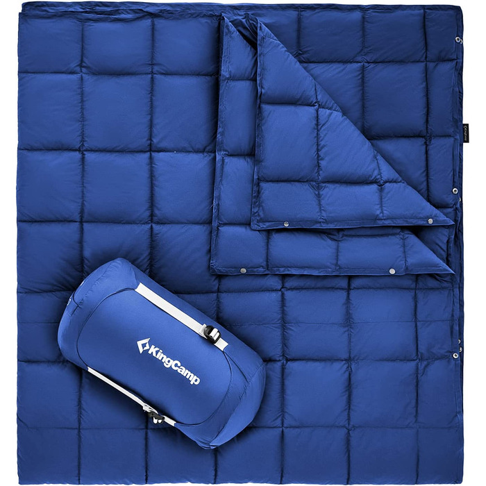 Надлегке дорожнє ковдру KingCamp, теплу ковдру для активного відпочинку, вітрозахисне ковдру для кемпінгу, водонепроникний компактний невелика упаковка розмір для подорожей, пікніка, подорожей будинку 175 135 см (213203 см1.05 кг, синій)
