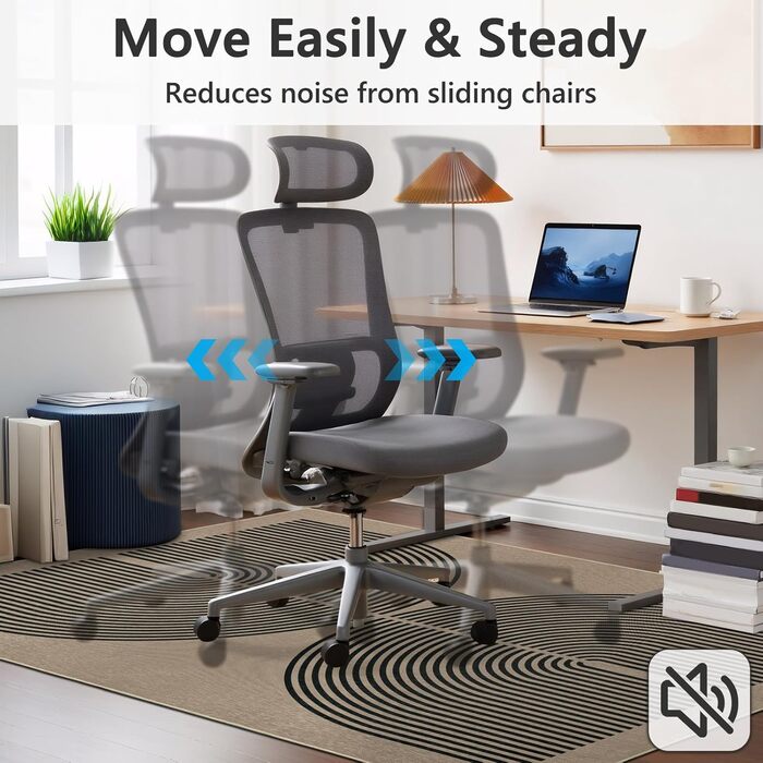 Килимок під офісний стілець Regenbogen для килима, ковроліну, паркету, 90x120 см (Чорний)