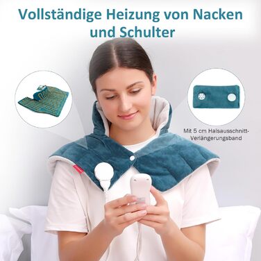 Електричний гріючий накидка Comfytemp для шиї та плечей з 9 рівнями нагріву, таймером до 9 годин, вагою 1 кг, 56x48 см, Navy Blue (темно-синій), пральна