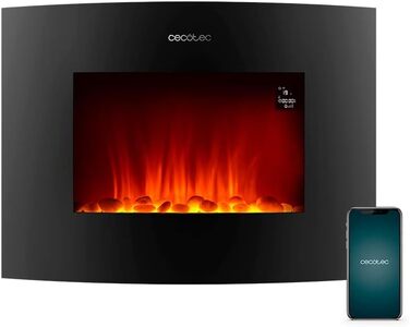 Електричний декоративний камін Cecotec ReadyWarm 2690 Flames Connected, 2000 Вт, Wi-Fi, білий, для обігріву 25 м², дистанційне керування, загартоване скло, 26 дюймів