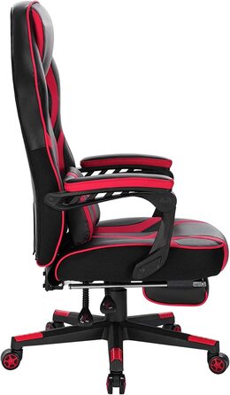 Ігрове крісло WOLTU, гоночне крісло, крісло начальника, офісне крісло, робоче крісло, комп'ютерне крісло, комп'ютерне крісло з коліщатками, підставка для ніг зі штучної шкіри BS95ws (червоний)