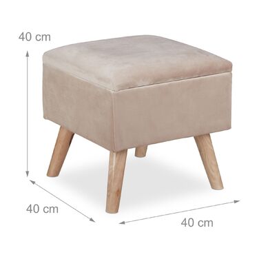 Relaxdays М'який пуф з місцем для зберігання