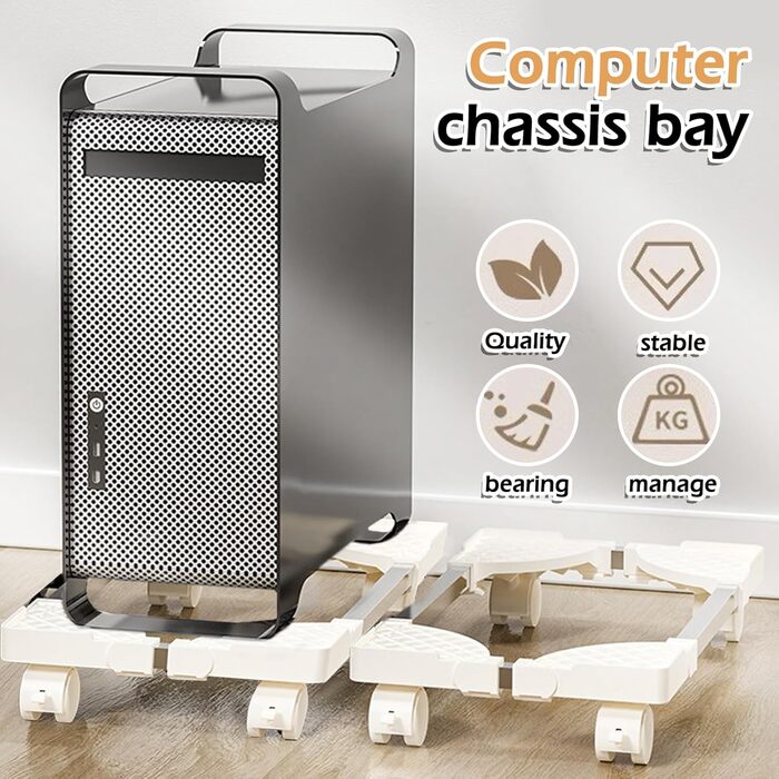 Підставка для комп'ютера SPORWAY: регульована платформа з роликами, під стіл, для корпусу ПК (біла)