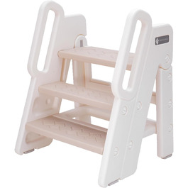 Дитячий триступеневий стільчик Funecho з регулюванням висоти, ручками та антиковзними сходинками. Легкий пластиковий дизайн для ванної кімнати, кухні та безпеки (Верблюд)
