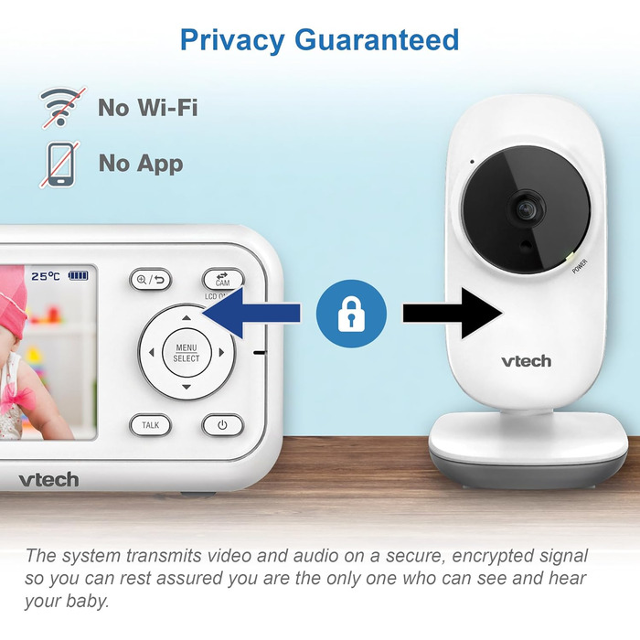 Відеоняня VTech VM3250 з LCD-екраном 7,1 см, нічним баченням, датчиком температури та радіусом дії 300 м