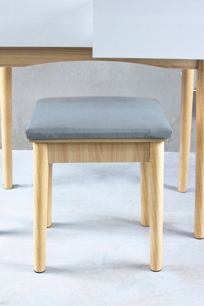 Косметичний столик з LED-дзеркалом, пуфом та 4 шухлядами, скандинавський стиль, білий