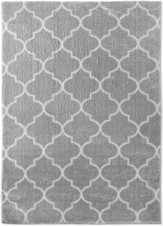 Дизайнерський килим Valetta з коротким ворсом для вітальні в скандинавському стилі бохо, що миється чорно-білий (сірий, 060x120 см)