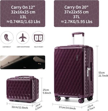 Набір валіз Sea Choice: 3 валізи (55/65/75 см) + косметичка, жорсткий корпус, TSA-замок, колір м'ятно-зелений