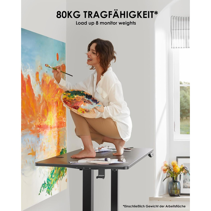 Електричний регульований стіл ErGear 140x70 см, чорний, з пам'яттю, для дому та офісу