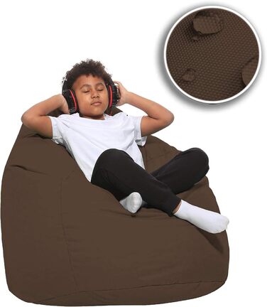 Подушка для підлоги Beanbag XXL для дорослих і дітей - підходить для ігор або відпочинку - в приміщенні та на вулиці, оскільки вона водонепроникна - з намистинами EPS, колір коричневий, розмір XL