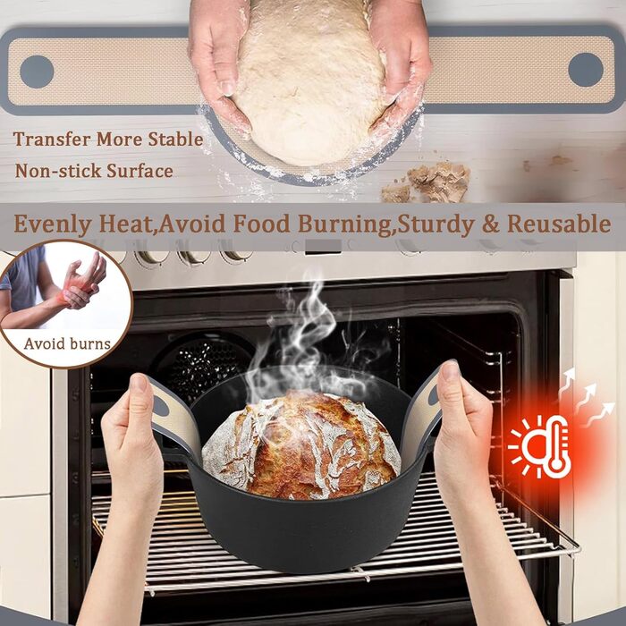 Набір для закваски Sauerteig: 650 мл скляний ферментер, силіконові корзини для випічки (круглі та овальні), 30-ти елементний набір для випічки хліба, легко мити та зберігати. Подарунок для початківців та досвідчених пекарів (8 шт. синій набір для фермента