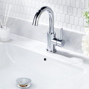 Змішувач для ванної кімнати/кухні FORIOUS Hoch 360° з нержавіючої сталі, з можливістю повороту 360°, з підключенням до гарячої та холодної води, для мийки, висота виливу 175 мм, полірована хром