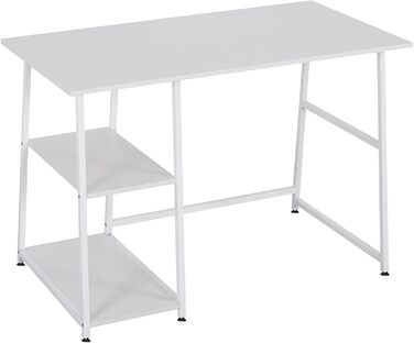 Комп'ютерний стіл Офісний стіл Робочий стіл ПК Стіл для ноутбука, з 2 полицями, виготовлений з МДФ і сталі, 120x60x76см (ШxГxВ), 33ws
