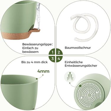 Набір горщиків для квітів Bamworld 6 шт. з автополивом, 12.7-20.3 см, з підставкою, для кімнатних рослин та розсади