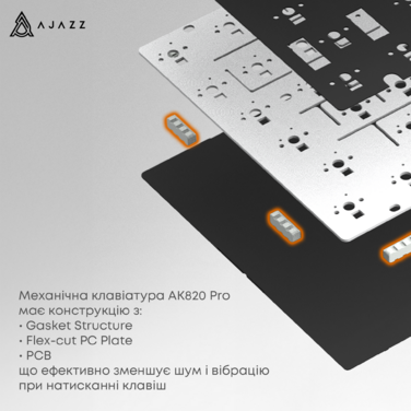 Бездротова механічна клавіатура Ajazz AK820 PRO 75% Flying Fish Switch Black RGB (AK820PRO-FF-BGY)