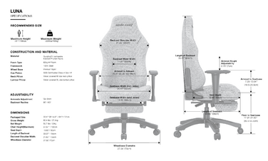 Крісло ігрове Anda Seat Luna Pro Black Fabric Size L