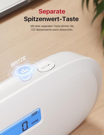 X-Sense Детектор чадного газу XC0C-iR з LCD-дисплеєм, сертифікат TÜV Rheinland, керування через додаток, змінна батарея, 1 шт. Білий