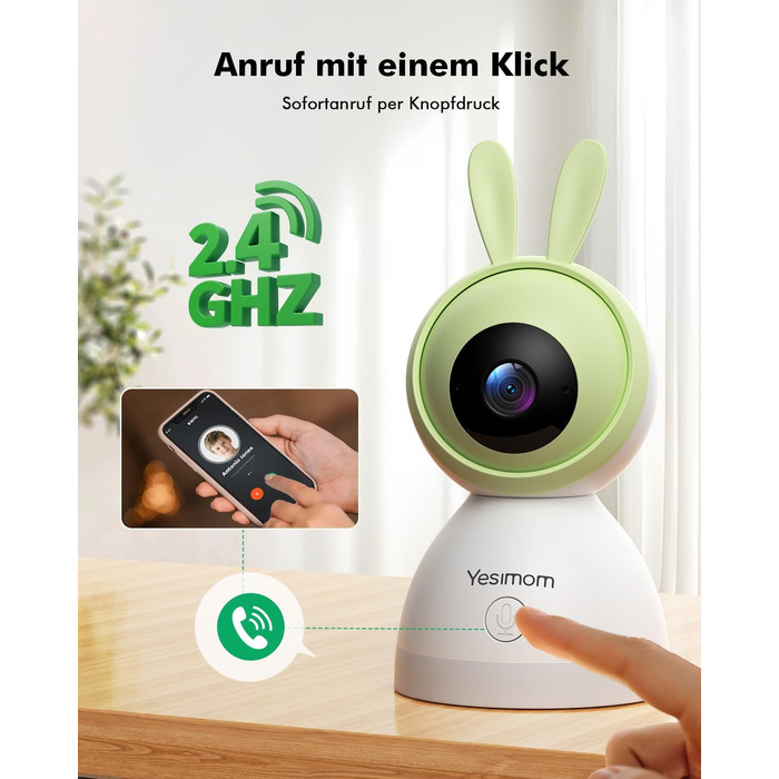 Відеоняня з камерою 1080P HD PTZ 360° та Wi-Fi: монітор для немовлят з додатком, нічним баченням, 4x Zoom, детекцією руху/звуку, двостороннім аудіо, автотрекінгом та сповіщеннями