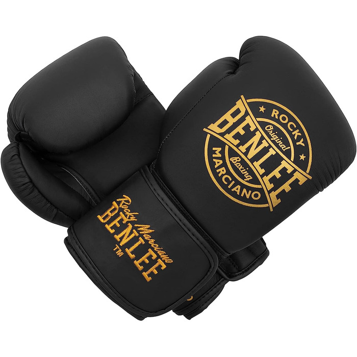 Боксерські рукавички Benlee зі шкіри Wakefield (чорний / золотий, 18 унцій)