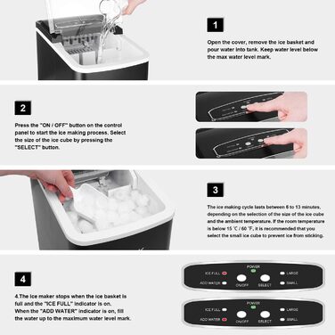 Льодогенератор побутовий Eiswürfelmaschine 12 кг/добу, швидкий (9 кубиків за 6-8 хв), компактний, портативний для дому, кухні, бару