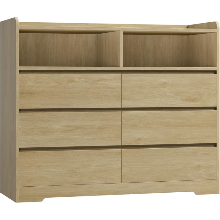 Комод FOREHILL з 6 висувними ящиками, 120 см, колір дуб - комод-тумба для спальні, вітальні, передпокою, 120x40x100 см