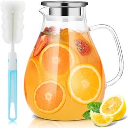 Скляна карафа SUSTEAS 2.5 л з кришкою та носиком: для води, еспресо, соку, вина