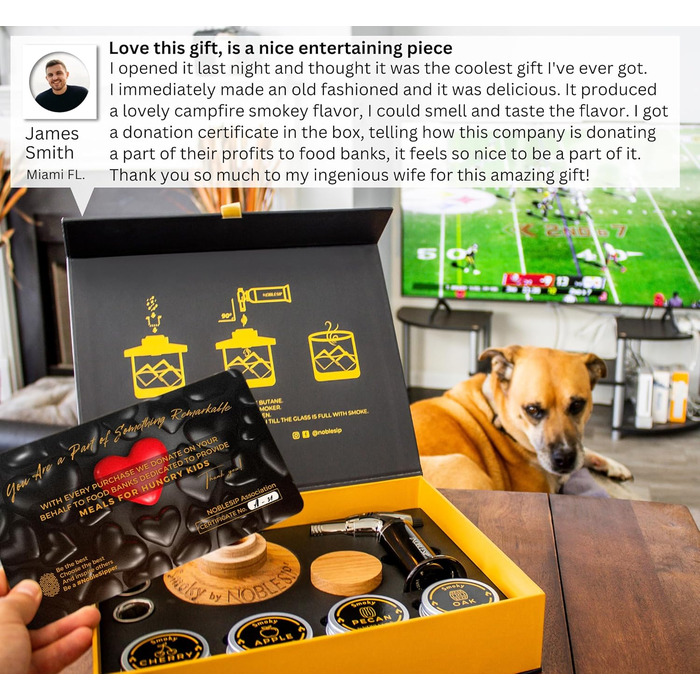 Набір для копчення віскі з ліхтариком та натуральними дерев'яними стружками Smoky від NOBLESIP. Ідеальний для копчення бурбону, коктейлів та створення унікального смаку. Подарункова коробка з оригінальним гравіюванням.