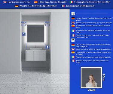 Дзеркало для ванної кімнати з підсвічуванням FORAM - LED дзеркало 120x70 см - на замовлення - сучасний дизайн без рами (Ambient Line)