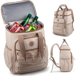 Ізольований рюкзак-холодильник з м'яким ручками – велика місткість, для пляжу, кемпінгу, пікніка, риболовлі та походів (бежевий)