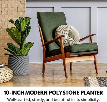 Квітчар Fox & Fern Großer: великий горщик для квітів з бетону 30,5 см з 3D-текстурою та дренажем