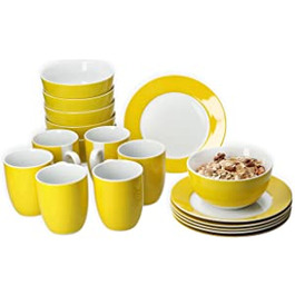 Набір для сніданку Van Well Vario місткістю 18 осіб на 6 персон I кавова чашка з тарілкою для сніданку і мисочкою для пластівців I набір з білого фарфору-Се