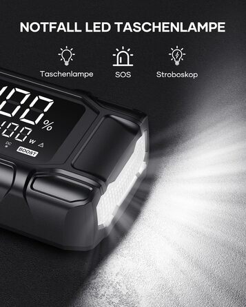 Powerbank Flylinktech 8000A для авто: стрибок старту, 26800mAh, PD65W, 8000A, для бензинових та дизельних двигунів (до 12.0L)